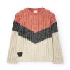 Chlapecký svetr Natura oranžový svetr pruhovaný jílová krémová šedá měkounký svetr pro kluka žebrovaný Boboli 3120845169 a