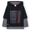 Chlapecké tričko s dlouhým rukávem a kapucí černé tričko na dlouhém Snowboard 100% bavlna Boboli kluk 532000890 a
