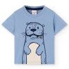 Chlapecké tričko světle modré hravý mrož 100% bavlna tričko krátký rukáv Boboli 3021848140 a