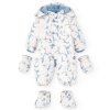 Kojenecká zimní kombinéza pro miminko odepínací rukavičky a termo botičky teplá fleecová podšívka bílá modrá růžová lední medvídek Boboli 1120049685 a