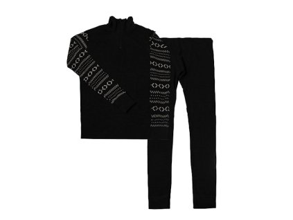 Pánský merino set - černý se vzorovanými rukávy
