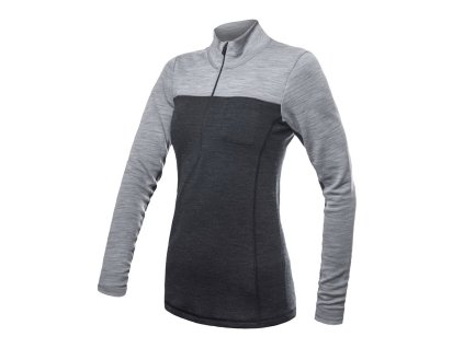 Sensor merino Bold dámské triko ZIP- antracit/šedá