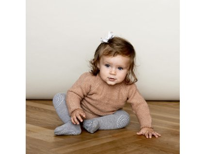 Protiskluzové merino punčocháče GoBabyGo - grey melange