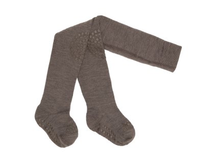 Protiskluzové merino punčocháče GoBabyGo -brown melange