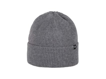 Velmi teplá merino čepice žebrovaná s ohrnovacím lemem Pure Pure s kašmírem - unisex dospělá - šedý melír