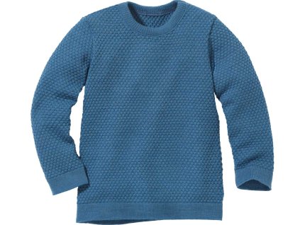 Lehký merino svetřík Disana se vzorem včelí plástve - holubí modrá