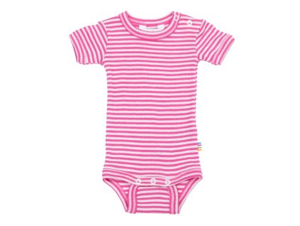 Body PROUŽKY kr. rukáv merino/hedvábí JOHA - jahodová