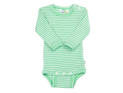 Body PROUŽKY dlouhý rukáv merino/hedvábí JOHA - zelené jablko