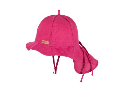 Lněný dětský letní klobouk Pure s plachetkou - magenta
