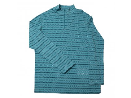 Dámské merino triko se stojáčkem na zip JOHA - modré korálky