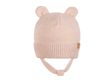 Dětská merino/kašmír čepice Pure Pure - s oušky světle béžová