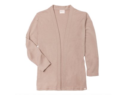 Dámský dlouhý cardigan merino/hedvábí - růžová
