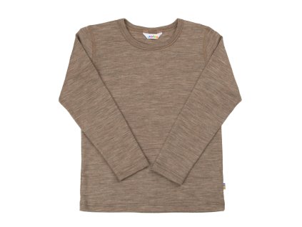 Dětské triko dlouhý rukáv merino/hedvábí JOHA - béžový melír