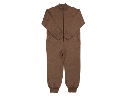 Teplákový merino overal s kapsami JOHA - mléčná čokoláda