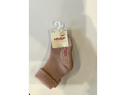 Silné merino ponožky s protiskluzem Condor - starorůžové