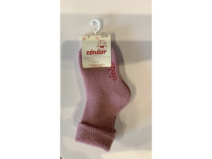Dětské merino ponožky Condor silné froté - růžová
