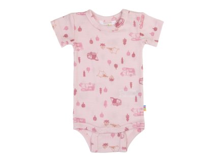 Merino body kr. rukáv JOHA - kempování na růžové