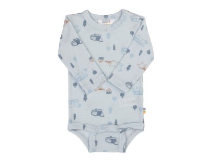 Body merino dlouhý rukáv JOHA - kempování na modré