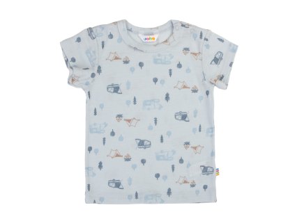 Merino triko kr. rukáv JOHA kempování na modré