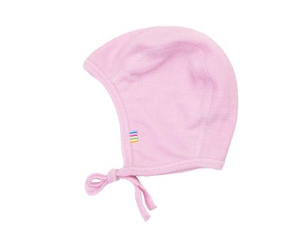 Merino čepice JOHA basic na zavazování - růžová dvouvrstvá