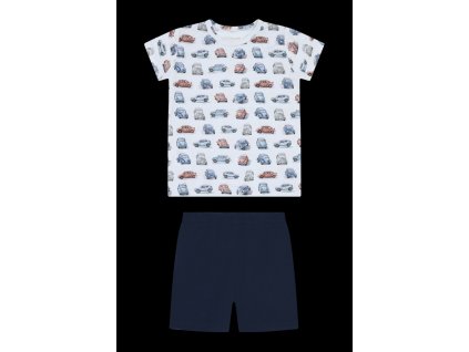 Set tričko a šortky bambus Hust and Claire - retro auta na modré