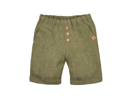 Šortky LEN Pure - lesní zelená