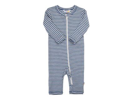 Overal PROUŽKY merino/hedvábí JOHA - modrá