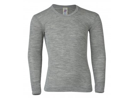 Dětské triko Engel merino/hedvábí dlouhý rukáv šedé
