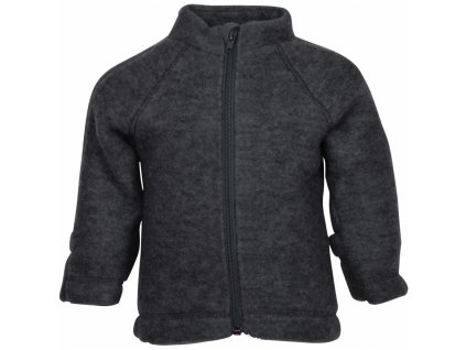 Dětská mikina merino-fleece Mikk-line - přehrnutí-antracit