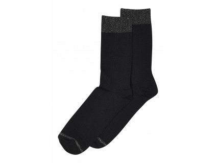 Tenké merino ponožky MP Denmark černé se třpytivým lemem