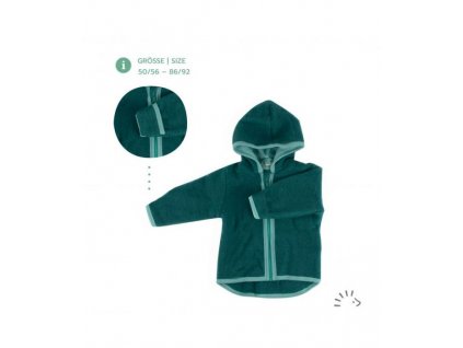 Bundička s kapucí merino fleece Iobio - emerald