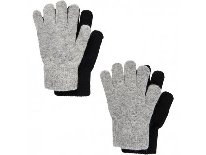 Dětské prstové vlněné rukavice Celavi šedé/černé 2 balení