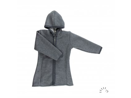 Dívčí kabátek s kapucí vařená vlna Iobio - tm.šedá
