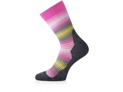 WLG zesílené merino ponožky růžové proužky