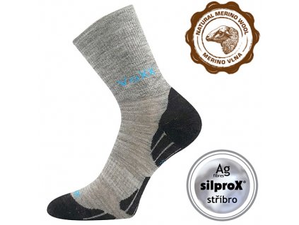 Dětské zesílené merino ponožky Voxx Irizarik- sv. šedé/tyrkys