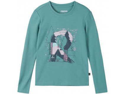 Dětské triko s dlouhým rukávem Reima Viluton -  Cold Mint