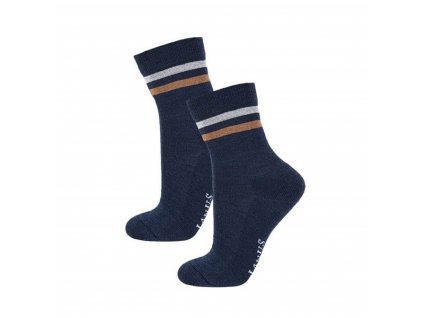 Merino ponožky s froté podrážkou Janus - modré s proužky