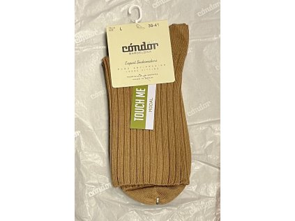 Dámské ponožky Condor modal volný lem žebrované - camel