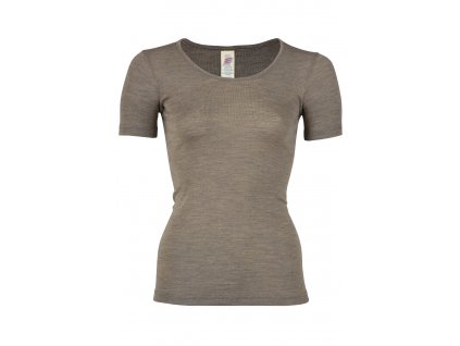 Dámské merino/hedvábí triko s krátkým rukávem Engel oříškové