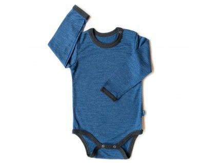 Glueckskind Body royalblau uni Buben Knaben Baby Kidner 74 80 86 92 100 bio GOTS MerinoWolle Seide