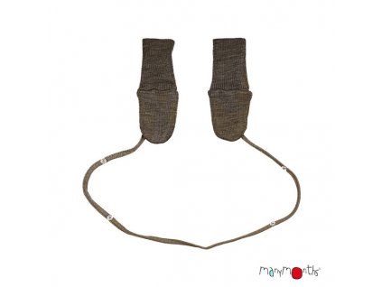 ManyMonths Natural Woollies Long Cuff Baby Mittens with String Hippopotamus L