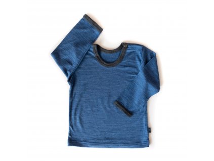 Glueckskind langarmshirt royal blau dunkelblau Buben Knaben Kinder 96 104 100 bio GOTS MerinoWolle Seide