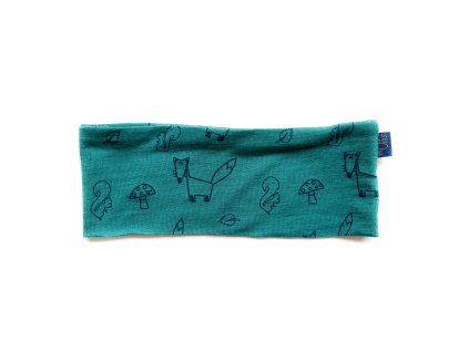 Glueckskind Stirnband duenn UV Schutz leicht smaragd gruen Kinder Knabe Bub Maedchen maerchen druck 56 62 68 74 80 86 92 98 104 100 bio GOTS Merino Wolle Seide testsieger lokal nachh