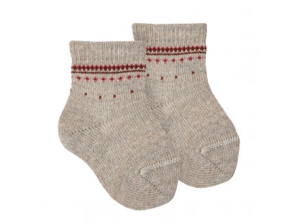 merino wool blend thin border short socks nougat