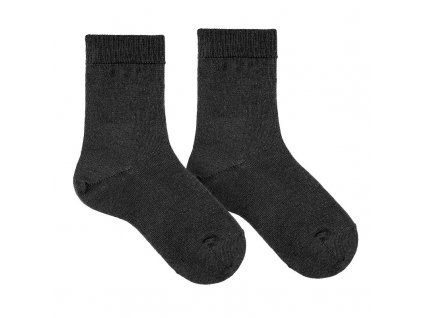 merino wool short socks plain stitch black