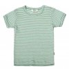 Tričko krátký rukáv merino/hedvábí JOHA - zelené proužky