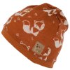 Merino čepice Crawler 2 vrstvá dětská oboustranná - lišky na zrzavé/zrzavá