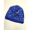 Merino čepice Crawler 2 vrstvá dětská oboustranná - vesmír na modré/madrá