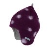 Teplá dětská čepice Pure Pure vlněný fleese- fialová s puntíky