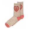 Merino ponožky MP Denmark srdce na béžovém melíru